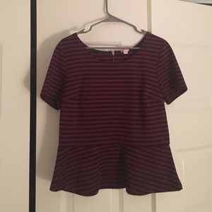 Maroon and Navy Peplum top