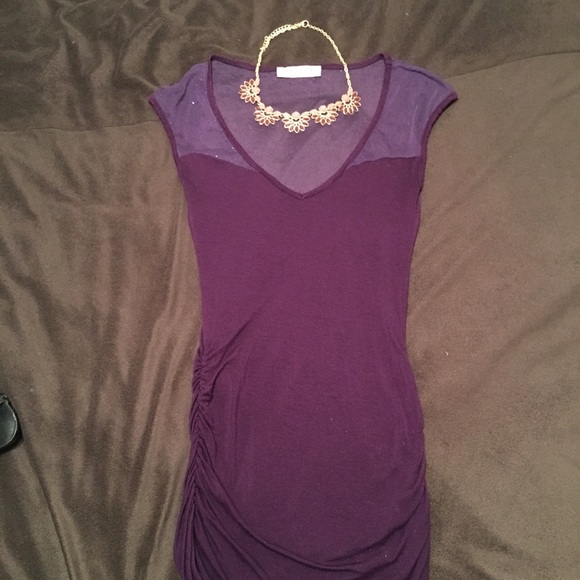 🌺B1G1🌺Purple stretch mini dress w/ mesh back - Picture 3 of 4