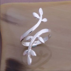 925 sterling silver leaf open rings for women