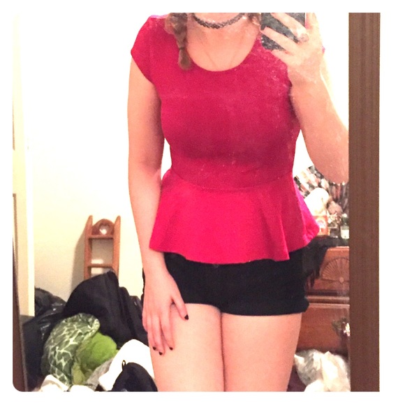 Red peplum top