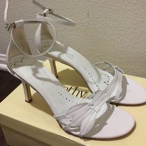Cathy Jean dressy white leather strappy sandals