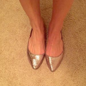 Pewter pointy toe flats