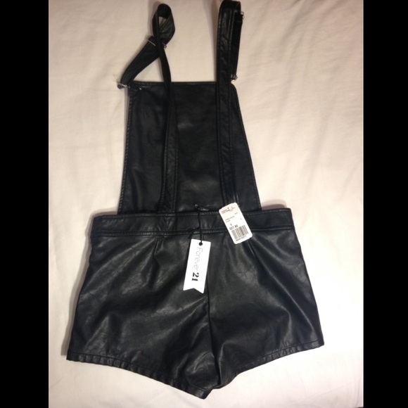 Black Leather Overalls F21