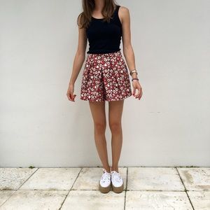 Floral high waist skort