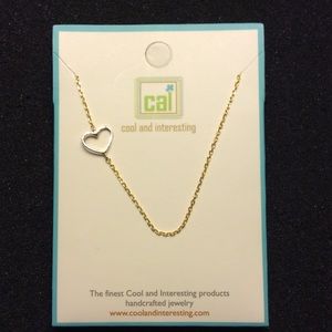 Sideways two-tone heart necklace