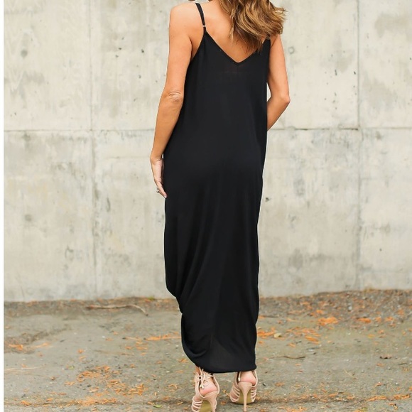 Last one ! Black Cocoon Maxi Dress Shirtdress - Picture 2 of 2