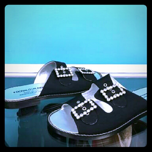Donald Pliner Black Jeweled Slide Sandal