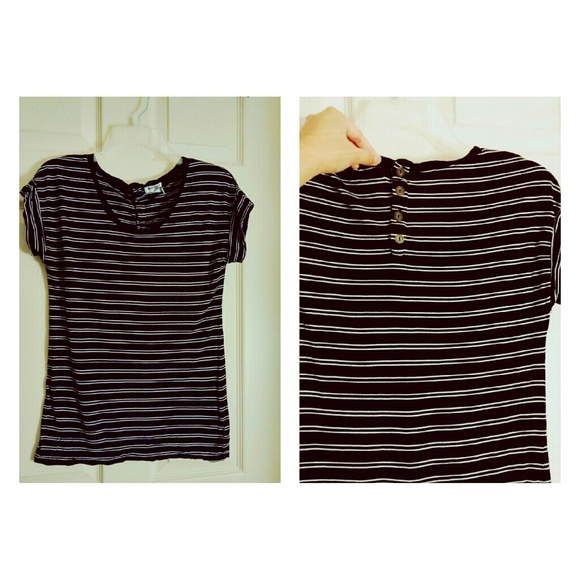 Striped Button Back Top