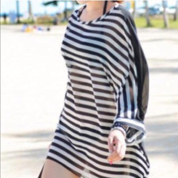Cute Black and White Cover Up with Sheer Back