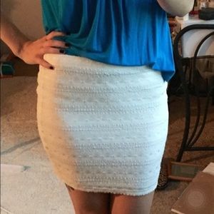 White lace mini skirt