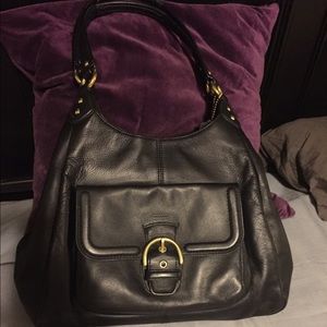 Black leather coach bag
