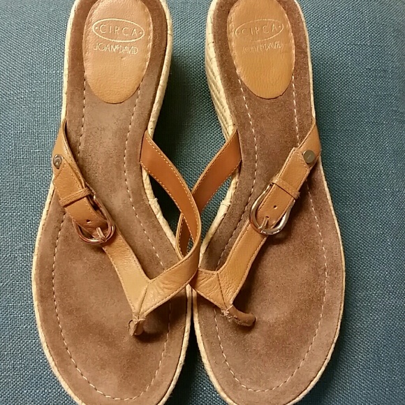 Joan & David wedge tan sandals, like new - Picture 2 of 4