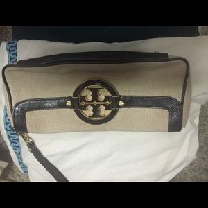 Brown and tan clutch