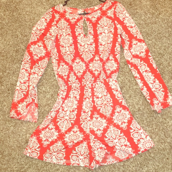 Red Patterned Romper