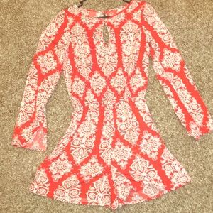 Red Patterned Romper