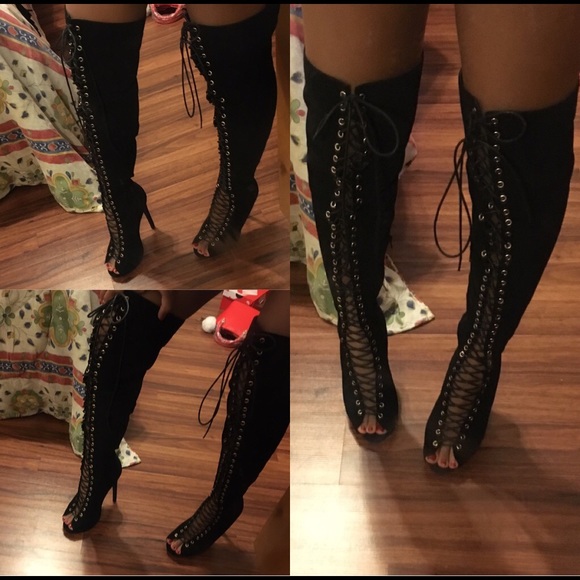 Over The Knee Lace Up Heels