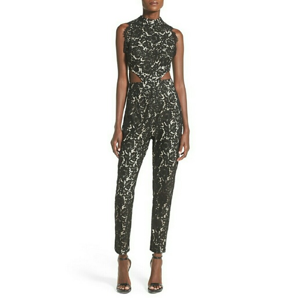 Missguided Sleeveless Lace Jumpsuit with Cutouts