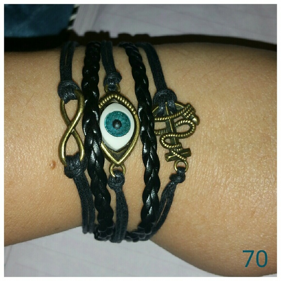 💜Retro infinity Eye Anchor Leather charm bracelet