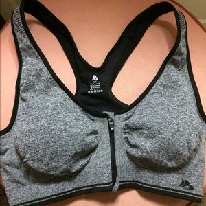 Grey racerback sports bra