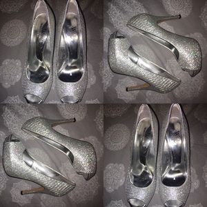 Silver, sparkly heels