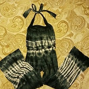 Tie dye halter top jumpsuit