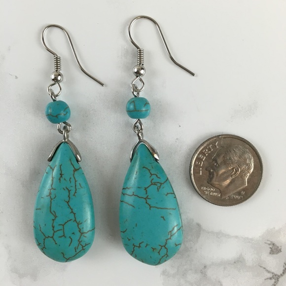 Southwestern Turquoise Earrings - Picture 2 of 2