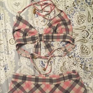 Juicy Couture plaid swimsuit with bows