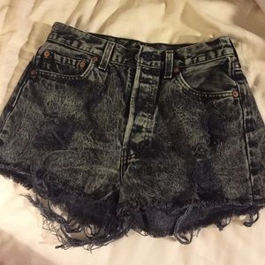 High Waisted Black Destroyed Denim Levis