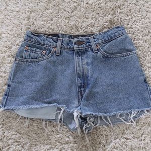 Levi's high waisted asymmetrical cut offs