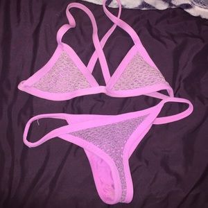 Posh Pua kainalu crochet top and bottom in pink