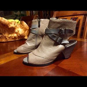 Dual-Tone Snake Print Ankle Booties