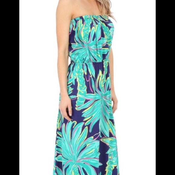 NWT Lilly Pulitzer Tiger Palm Strapless Maxi Dress