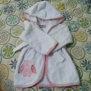 Size 2 Toddler Terry Robe w/Embroidered Owl Detail