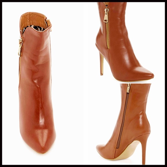 ❌SOLD BOOTS Heeled Vegan Leather Booties - Picture 2 of 4