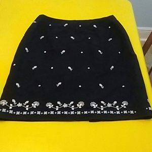 Talbots Black with white flowers Skirt