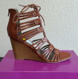 NIB! Rampage Caged Wedge Sandals