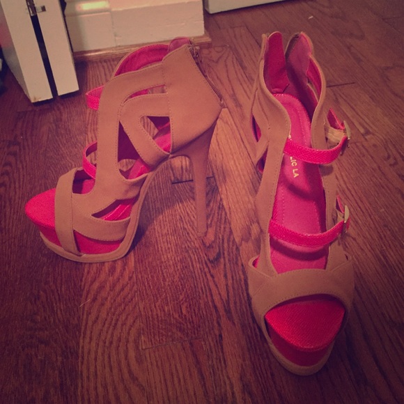 Brand new Pink and tan heels size 8.5