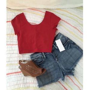 REDUCED PRICE! Red cross-back crop top