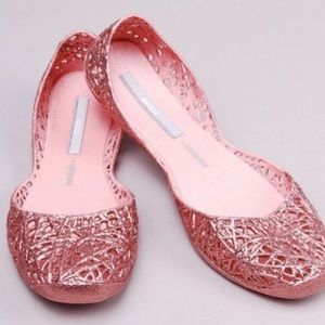 Melissa Campana Zig Zag Pink Glitter Jelly Flats