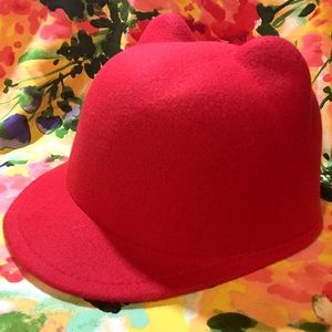 Red Kitty Ear Riding Hat