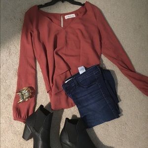 Abercrombie and Finch orange flowing top