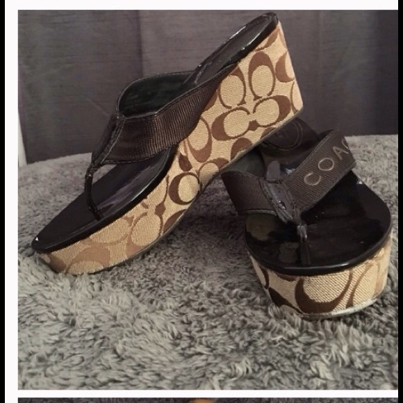 Coach Shoes - 💕Cute Coach wedge flip flops🕶