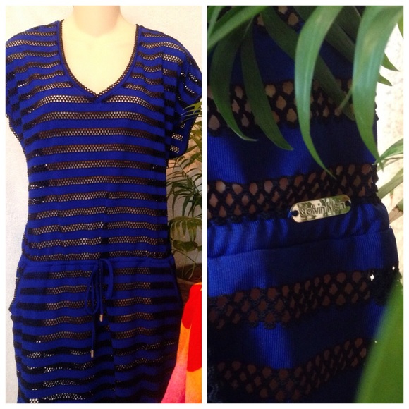CK FabuLoUS Swim Cover Black and Blue L/XL NWT