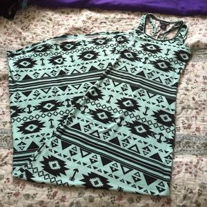 Aqua Maxi Dress with Aztec print