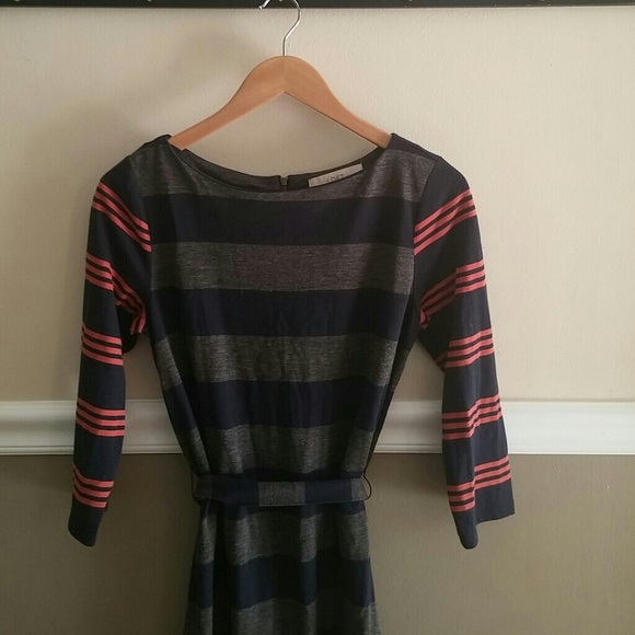 Comfy Jersey knit 3/4 sleeve stripey dress