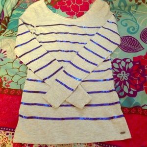 Gray with Royal blue sequins long sleeve shirt