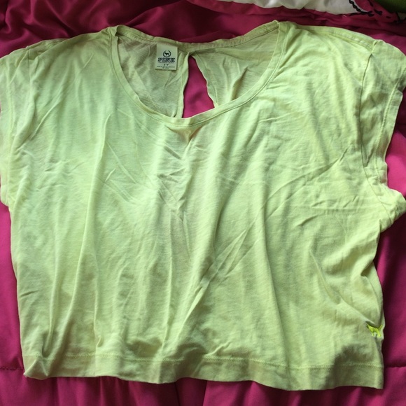 VS PINK yellow loose fitting tee with open back - Picture 1 of 4