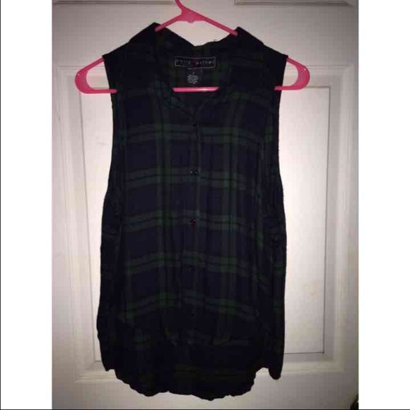 Dark green flannel tank