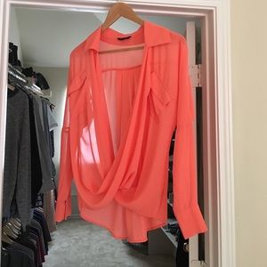 Women's Sheer Coral Blouse