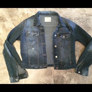 Life in progress distressed denim jacket